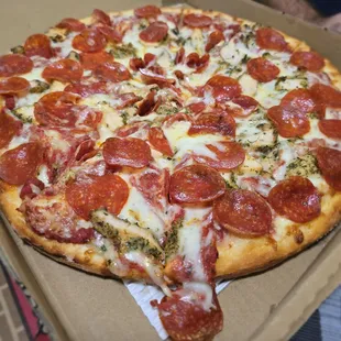 My personal favorite, Chicken and Pepperoni with Extra Sauce.