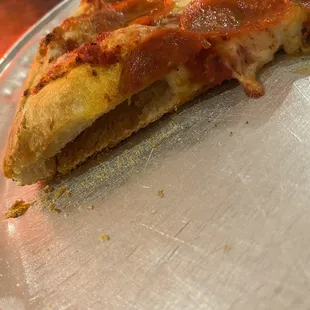 Hole in pizza little crunchy not bad if you like crunchy pizza crust
