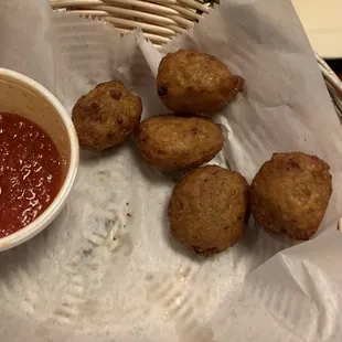 Fried pepperoni and cheese bites
