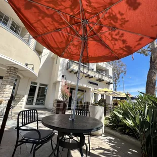 an outdoor dining area