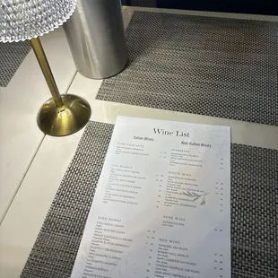 Wine Menu