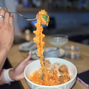 Vodka sauce with meatballs