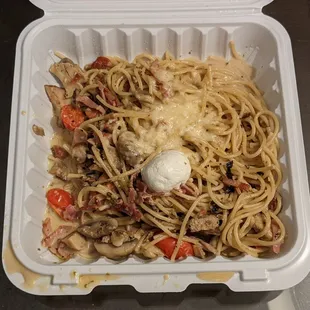 Spaghetti Ai Funghi. I do recommend this pasta dish, but it also has some room for improvement