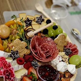 a platter of meat and cheese