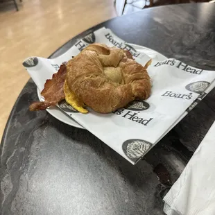 Bacon egg cheese on croissant