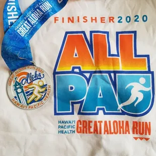 Great Aloha Run Finisher's Shirt and Medal 2020