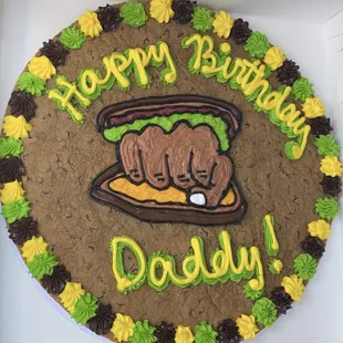 Knuckle sandwich birthday cookie cake.