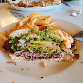 Guacamole, Swiss and Bacon Burger