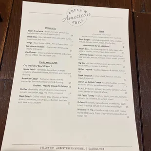 Lunch menu