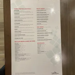 Bar Menu