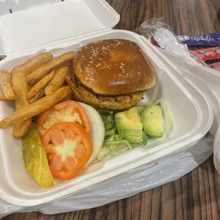 Veggie burger meal
