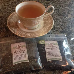 a cup of tea and tea bags