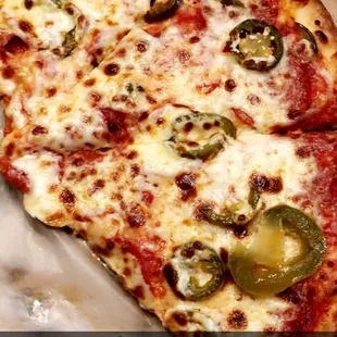 Pepperoni  jalapeño pizza with extra cheese and extra pepperoni