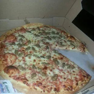 Large one topping, Sausage 7.99