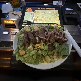 Steak salad.