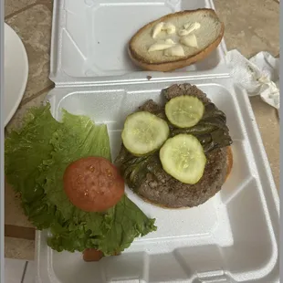 Steakburger with NO ONIONS OR CHEESE!