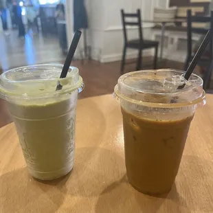 Iced Matcha Latte and Iced Dirty Chai Latte