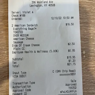 the price of the bagel