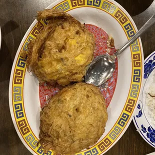 Shrimp Egg foo young w/the sauce served separately