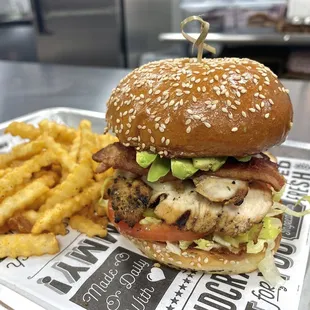 Organic Chicken Sandwich with Avocado, Bacon, and Jalapeños