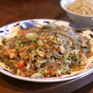 Ant Climbed the Tree 螞蟻上樹 ($23.95) glass noodles, shrimp, peppers, mushrooms, water chestnuts. Pretty good but slightly salter than expected