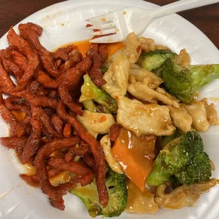 Chicken and broccoli and 13. Boneless Spare Ribs