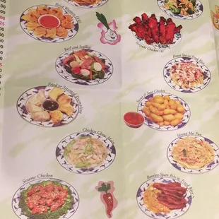 Items pictured on menu