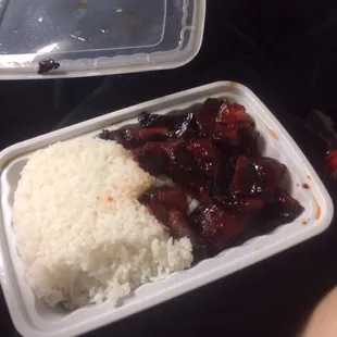 Small Boneless ribs with rice.
