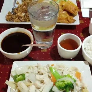 a variety of food items on a table