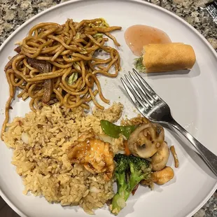 My plate with shared spring roll