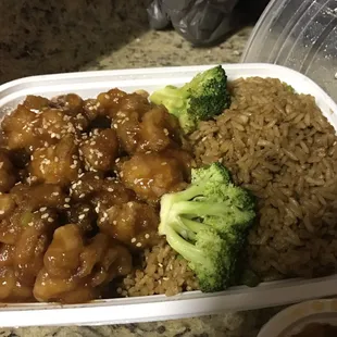 Sesame seed Chicken and vegetable fried rice