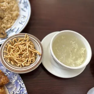 Egg drop soup... comes complimentary with your inside order and is the best