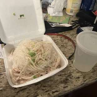 Rice noodles soup