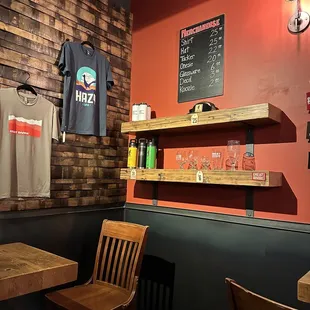 a wooden table and chairs