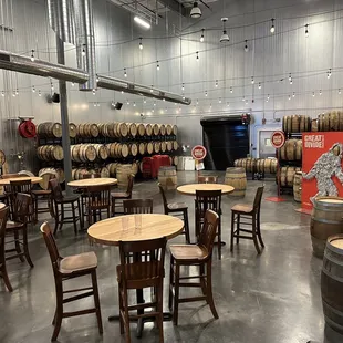 the interior of a wine cellar
