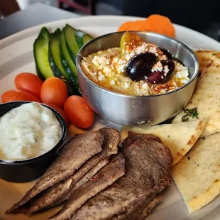 Hummus plate with gyros