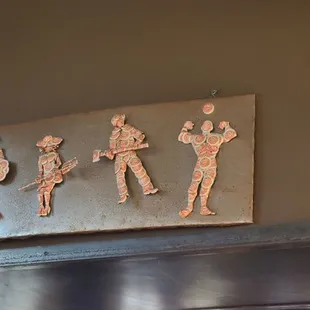 a group of people on a wall