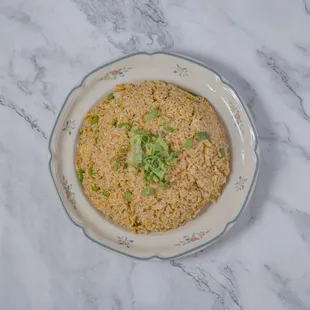 a bowl of rice and peas