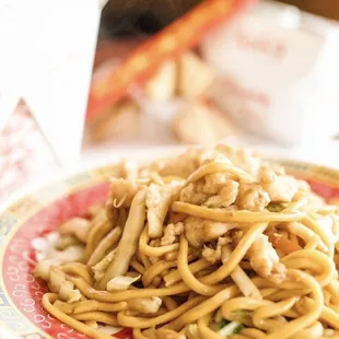 a plate of noodles