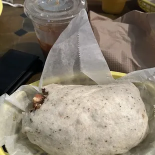egg wrap with iced mocha