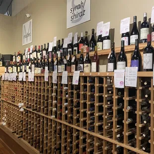 rows of wine bottles in a wine cellar