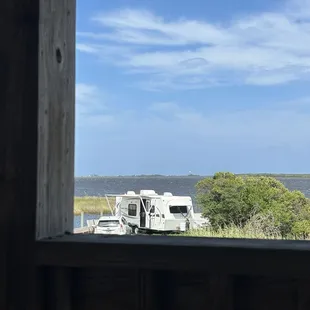 View from picnic table on porch