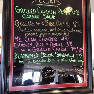 Daily Specials (bottom one - Pork Wrap was erased because they ran out.)