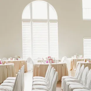 After the ceremony, tables and chairs were re-arranged for dinner reception and dance floor.