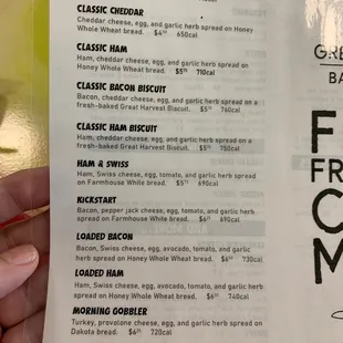 menu