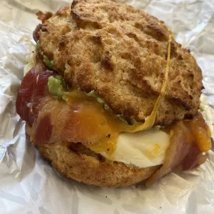 Classic bacon biscuit with avocado