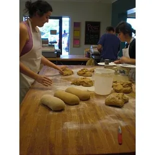 a woman making bread