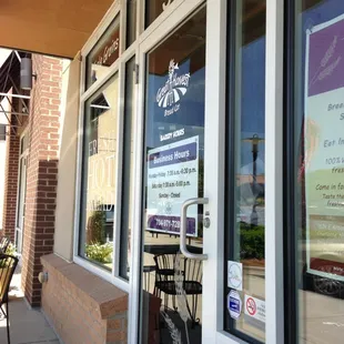 Front door and hours