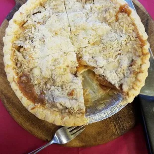French Apple Pie with a coconut walnut streusel topping.