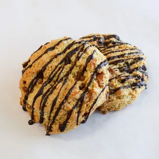 Samoa Scone- Caramel, Coconut, and chocolate drizzle